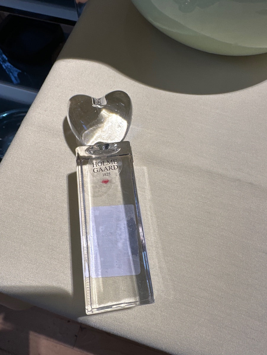 Holmegaard hjertelysestage i klart glas,